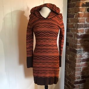 prAna Orange and Brown Sweater Dress